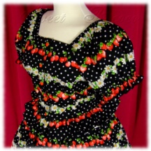 Blouse #30360 - Ruffled Afternoon Blouse (AB01-TR00) w/ Black Fruit Borders and Polka Dots