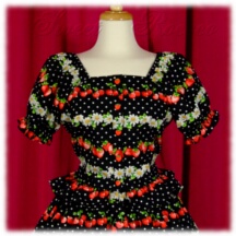 Blouse #30360 - Ruffled Afternoon Blouse (AB01-TR00) w/ Black Fruit Borders and Polka Dots