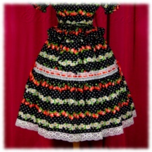 Skirt #30366 - Two-Tier Skirt (SK03-TR02) w/ Black Fruit Borders and Polka Dots