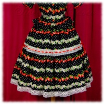 Skirt #30366 - Two-Tier Skirt (SK03-TR02) w/ Black Fruit Borders and Polka Dots