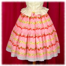 Skirt #30367 - Two-Tier Skirt (SK03-TR01) w/ Pink Fruit Borders and Polka Dots