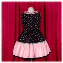 Jumper Skirt #32068 - Square Neck Bodice (BJ07-TR07) w/ Black Cat Melody + Two-Tier Skirt (SK03-TR04) w/ Black Cat Melody