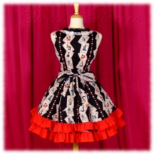Jumper Skirt #34866 - Square Neck Bodice (BJ07-TR03) w/ Black Alice Cards + Flared Skirt (SK01-TR04) w/ Black Alice Cards