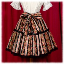 Skirt #36016 - Two-Tier Skirt (SK03-TR02) w/ Black Lacey Strawberries and Roses