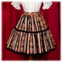 Skirt #36016 - Two-Tier Skirt (SK03-TR02) w/ Black Lacey Strawberries and Roses