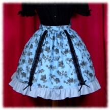 Skirt #40385 - Gathered Skirt (SK02-TR08) w/ Light Blue Crowns and Keys
