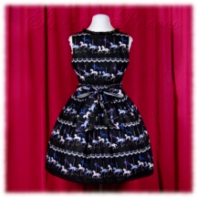 Jumper Skirt #40762 - Square Neck Bodice (BJ07-TR01) w/ Black Merry-Go-Round + Gathered Skirt (SK02-TR01) w/ Black Merry-Go-Round