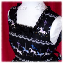 Jumper Skirt #40762 - Square Neck Bodice (BJ07-TR01) w/ Black Merry-Go-Round + Gathered Skirt (SK02-TR01) w/ Black Merry-Go-Round