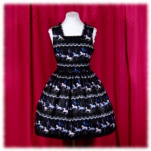 Jumper Skirt #40762 - Square Neck Bodice (BJ07-TR01) w/ Black Merry-Go-Round + Gathered Skirt (SK02-TR01) w/ Black Merry-Go-Round