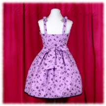 Jumper Skirt #41363 - Sweetheart Bodice with Bowtie Straps (BJ05-TR00) w/ Lavender Silhouette of Cinderella + Gathered Skirt (SK02-TR01) w/ Lavender Silhouette of Cinderella
