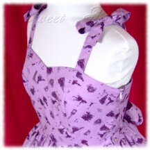 Jumper Skirt #41363 - Sweetheart Bodice with Bowtie Straps (BJ05-TR00) w/ Lavender Silhouette of Cinderella + Gathered Skirt (SK02-TR01) w/ Lavender Silhouette of Cinderella