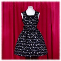 Jumper Skirt #41365 - Square Neck Bodice (BJ07-TR01) w/ Black Cats on Musical Note + Princess Skirt (SK04-TR00) w/ Black Cats on Musical Note