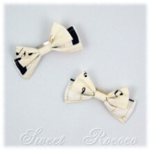 Accessory #41699 - Bow Hair Clips (HC01-TR00) w/ Cream White Piano Keyboard