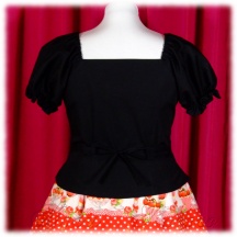 Blouse #4232 - Classic Afternoon Blouse (AB02-TR00) w/ Black Cotton Poplin Solid