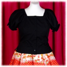 Blouse #4232 - Classic Afternoon Blouse (AB02-TR00) w/ Black Cotton Poplin Solid