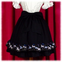 Skirt #4257 - Gathered Skirt (SK02-TR04) w/ Black Cotton Poplin Solid