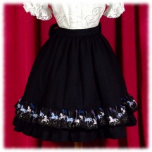 Skirt #4257 - Gathered Skirt (SK02-TR04) w/ Black Cotton Poplin Solid