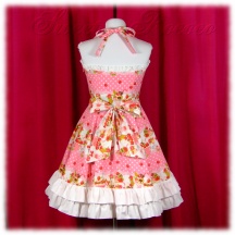 Jumper Skirt #4662 - Sweetheart Bodice with Halter Strap (BJ06-TR02) w/ Pink Parfaits and Polka Dots + Flared Skirt (SK01-TR04) w/ Pink Parfaits and Polka Dots