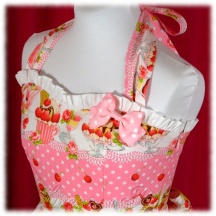 Jumper Skirt #4662 - Sweetheart Bodice with Halter Strap (BJ06-TR02) w/ Pink Parfaits and Polka Dots + Flared Skirt (SK01-TR04) w/ Pink Parfaits and Polka Dots