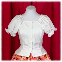 Blouse #4677 - Classic Afternoon Blouse (AB02-TR00) w/ White Cotton Poplin Solid
