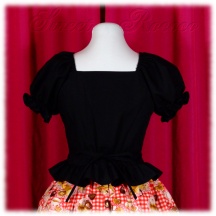 Blouse #4680 - Ruffled Afternoon Blouse (AB01-TR00) w/ Black Cotton Poplin Solid