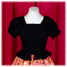Blouse #4680 - Ruffled Afternoon Blouse (AB01-TR00) w/ Black Cotton Poplin Solid