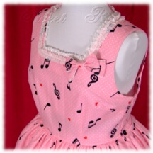 Jumper Skirt #47972 - Square Neck Bodice (BJ07-TR03) w/ Pink Musical Note + Gathered Skirt (SK02-TR12) w/ Pink Musical Note