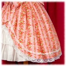 Jumper Skirt #9415 - Square Neck Bodice (BJ07-TR04) w/ Pink Lacey Strawberries and Roses + Princess Skirt (SK04-TR05) w/ Pink Lacey Strawberries and Roses
