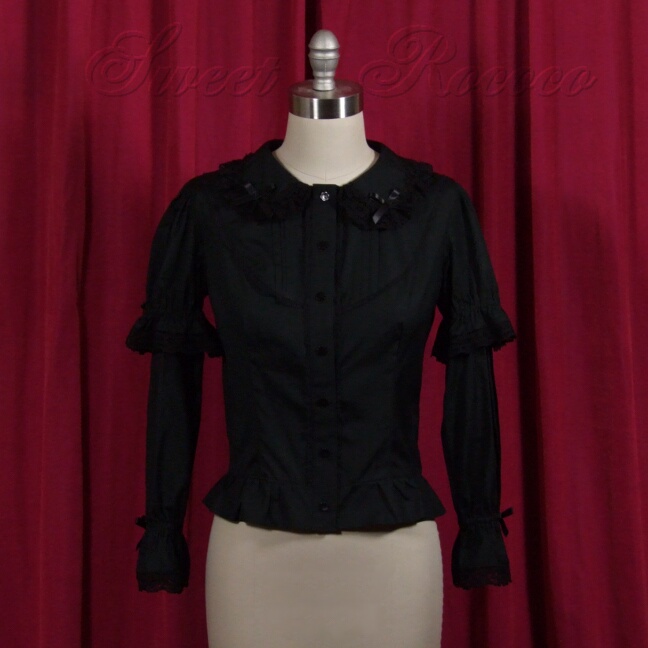 Black Frills and Florets Pintuck Blouse