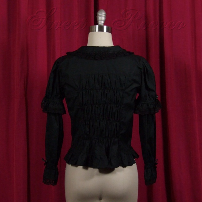 Black Frills and Florets Pintuck Blouse