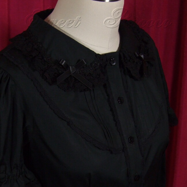 Black Frills and Florets Pintuck Blouse