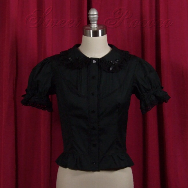 Black Frills and Florets Pintuck Blouse