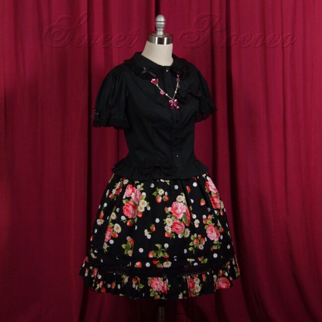 Black Frills and Florets Pintuck Blouse