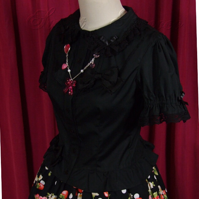 Black Frills and Florets Pintuck Blouse