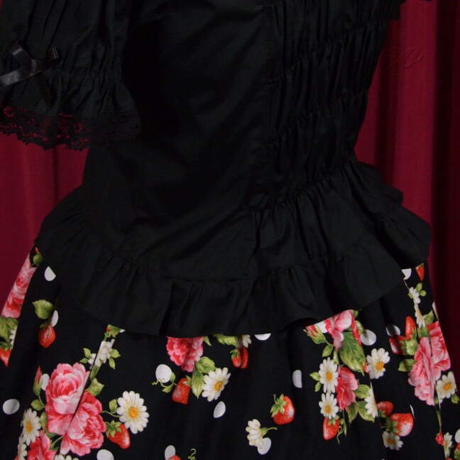Black Frills and Florets Pintuck Blouse
