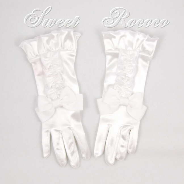 White Satin Society Gloves