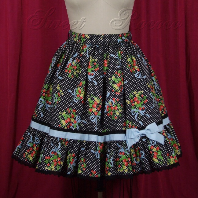Black Strawberry Splendor Skirt