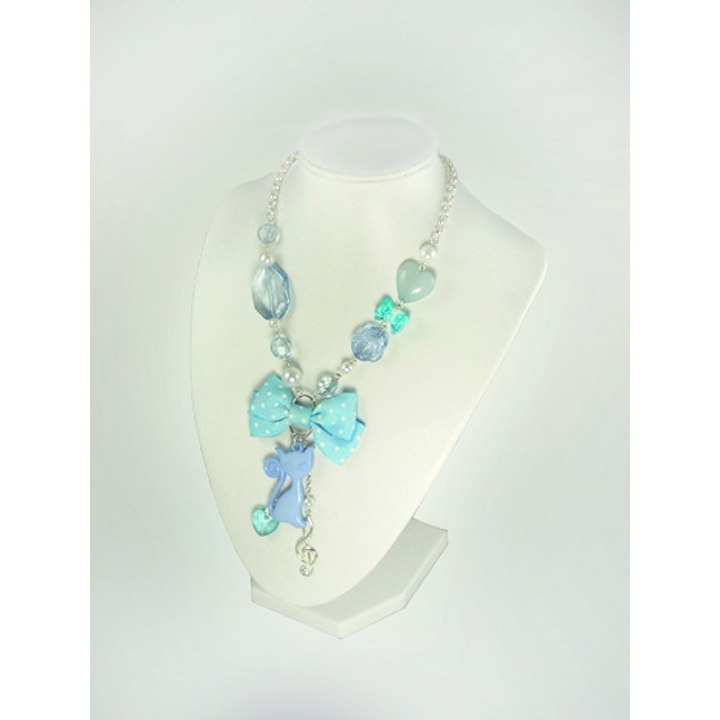 Light Blue Musical Cats Necklace