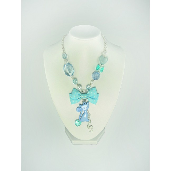 Light Blue Musical Cats Necklace