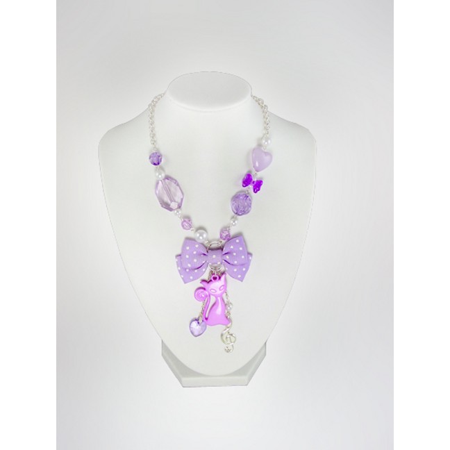Lavender Musical Cats Necklace