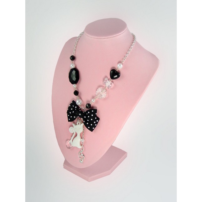 White Musical Cats Necklace