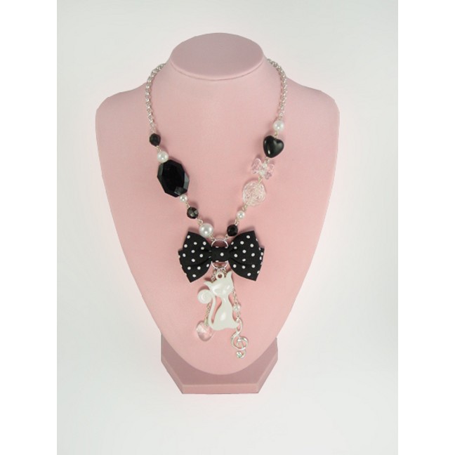 White Musical Cats Necklace